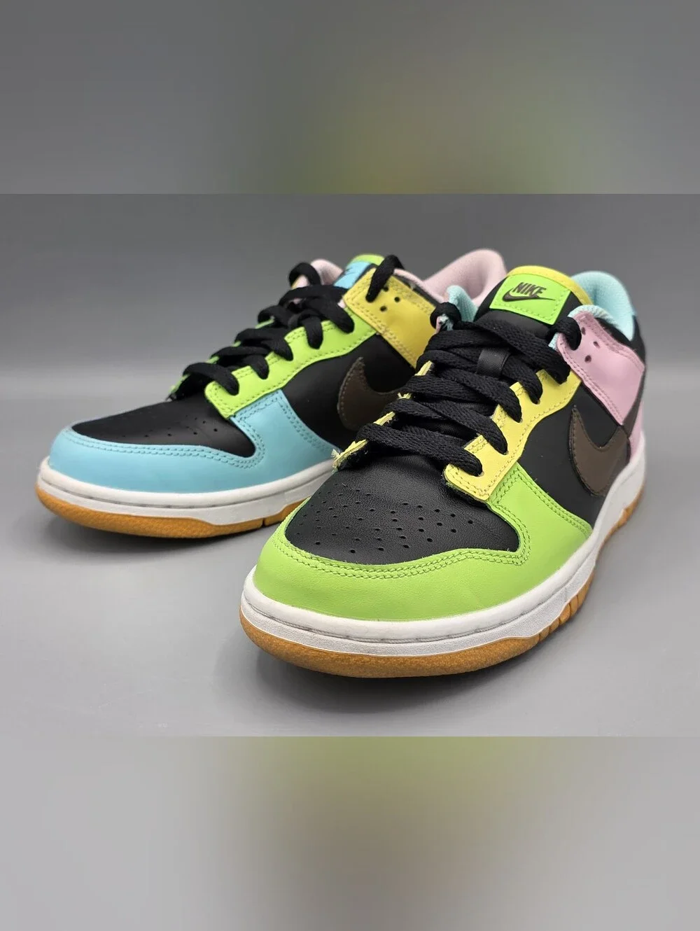 Nike Air Dunk Low SE GS Free99 Black Multi-color Sneakers Y6 W7.5 CZ2496-001